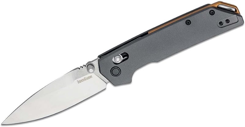 Kershaw Iridium Reverse Tanto Folding Pocket Knife, Sleek 3.4 inch D2 Steel Blade, DuraLock Locking Mechanism, Aluminum Handle, Designed in the USA - Image 1
